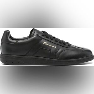 Santoni - Men's Calf Leather Almond Toe DBS Oly Sneakers - Size 10.5 - Black